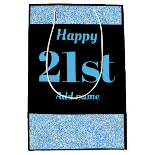 Stylish pretty personalised birthday gift bag 21st