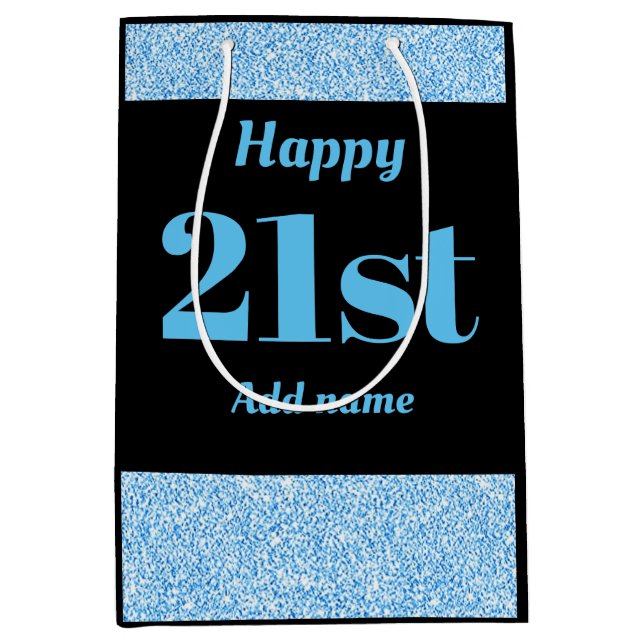 Stylish pretty personalised birthday gift bag 21st (Front)