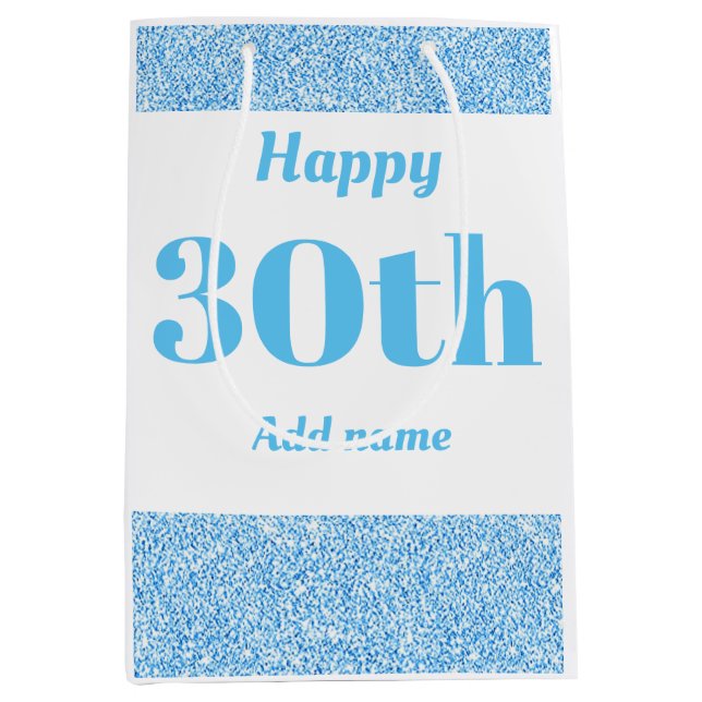 Stylish pretty personalised birthday gift bag 30th (Front)