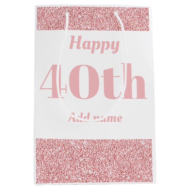Stylish pretty personalised birthday gift bag 40th (Front)