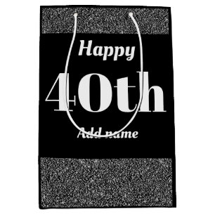 Stylish pretty personalised birthday gift bag 40th