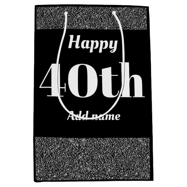 Stylish pretty personalised birthday gift bag 40th (Front)