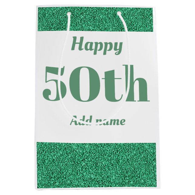 Stylish pretty personalised birthday gift bag 50th (Front)