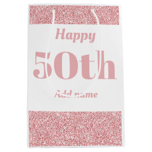 Stylish pretty personalised birthday gift bag 50th