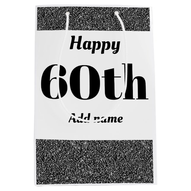 Stylish pretty personalised birthday gift bag 60th (Front)