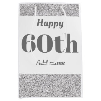 Stylish pretty personalised birthday gift bag 60th