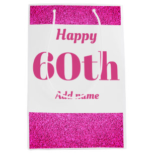Stylish pretty personalised birthday gift bag 60th