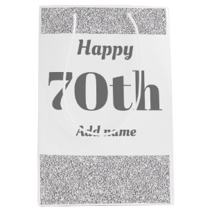 Stylish pretty personalised birthday gift bag 70th