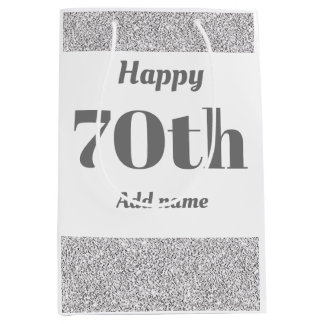 Stylish pretty personalised birthday gift bag 70th