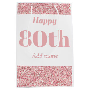 Stylish pretty personalised birthday gift bag 80th