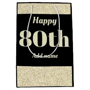 Stylish pretty personalised birthday gift bag 80th