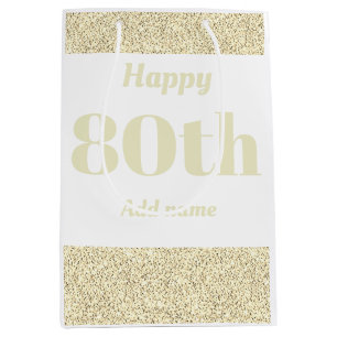 Stylish pretty personalised birthday gift bag 80th