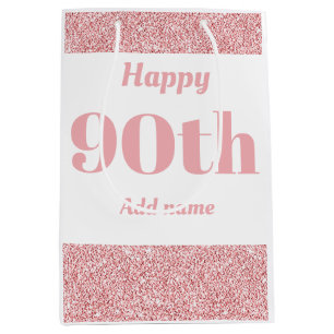 Stylish pretty personalised birthday gift bag 90th