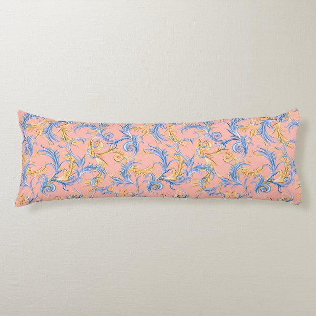 Stylish Pretty Pink Blue Abstract Pattern Bedding Body Cushion (Front)