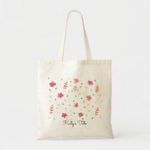 Stylish Pretty Watercolor Tote With Pink Flowers  Bag