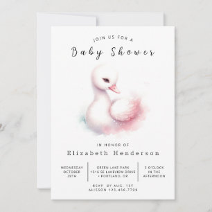 Stylish Printable Swan Baby Shower Invitation