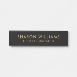 Stylish Professional Black and Gold Employee Name Door Sign