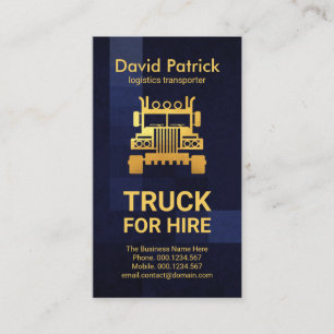 Stylish Professional Blue Checks Gold Truck Business Card