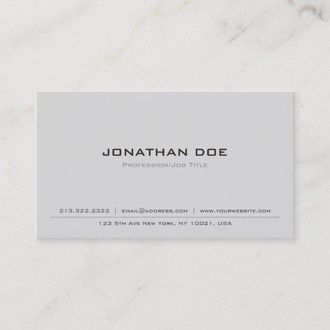Stylish Professional Classic Elegant Clean Plain Business Card (Front)