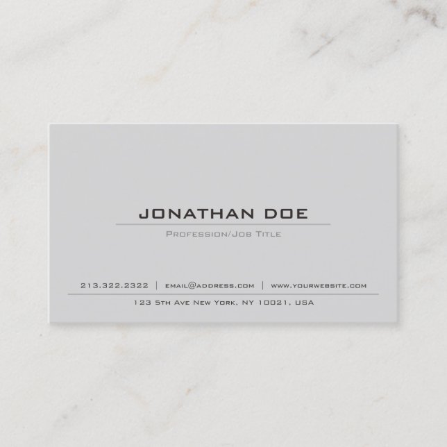 Stylish Professional Classic Elegant Smart Plain Business Card (Front)