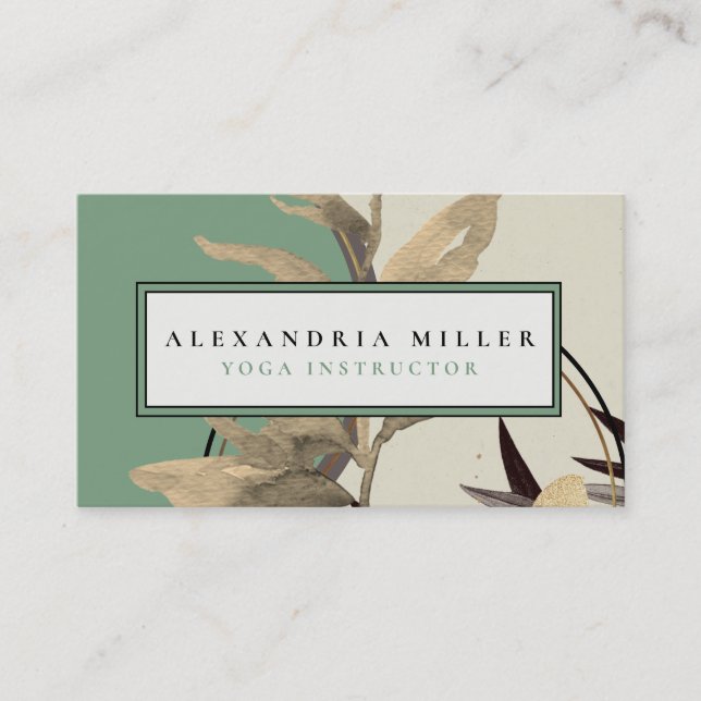 Stylish Professional Earthy Zen Watercolor | Mint Business Card (Front)