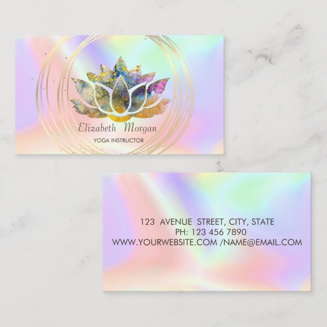 Stylish Professional,Gold Circles Lotus Opal Business Card (Front/Back)