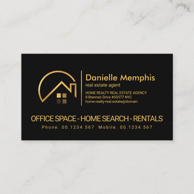 Stylish Professional Gold Home Sun Image Realtor Business Card (Front)