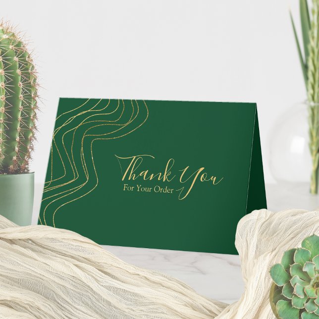 Stylish Professional Green/Gold Business Thank You Card (Creator Uploaded)