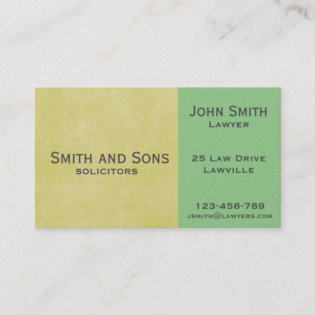 Stylish professional lawyer with two tone colour business card (Front)