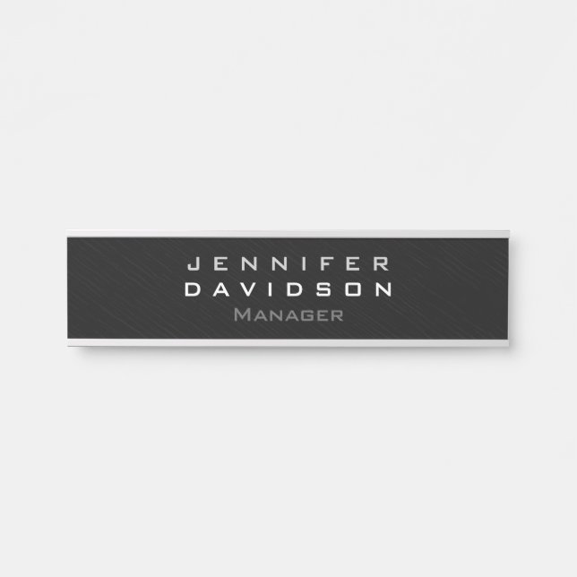 Stylish Professional Modern Dark Grey Door Sign (Front)