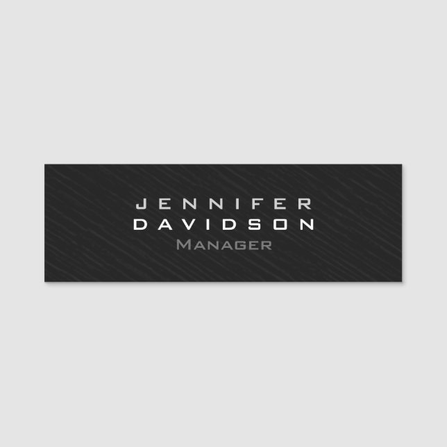 Stylish Professional Modern Dark Grey Name Tag (Front)