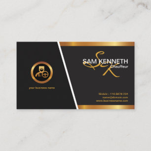 Stylish Professional Monogram Gold Chauffeur Logo Business Card