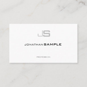 Stylish Professional Monogrammed Chic White Plain Business Card