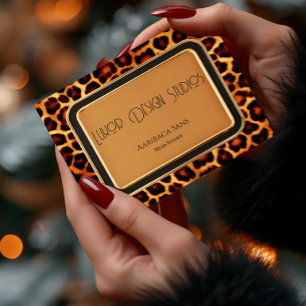 Stylish Professional Primal Instinct Leopard Print Business Card