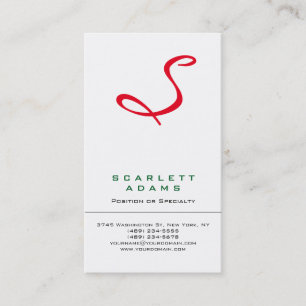 Stylish professional simple white red monogram business card