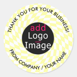 Stylish Professional Thank You Custom Chequered    Classic Round Sticker