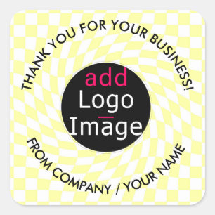 Stylish Professional Thank You Custom Chequered   Square Sticker