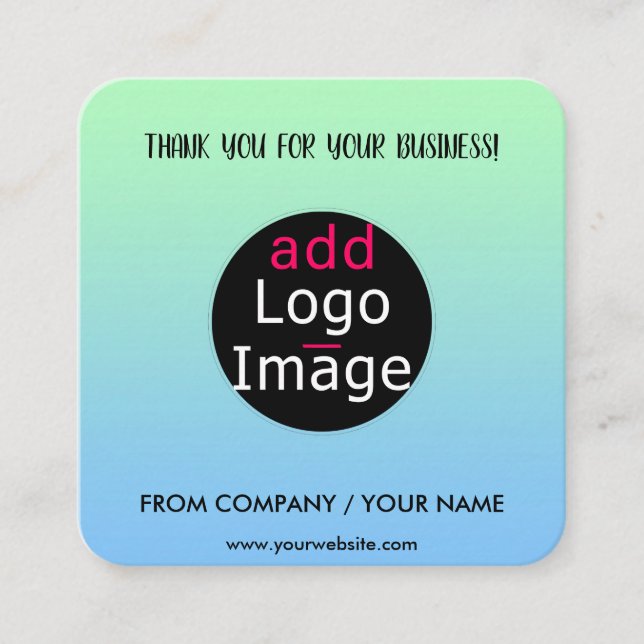 Stylish Professional Thank You Custom Gradient  Enclosure Card (Front)