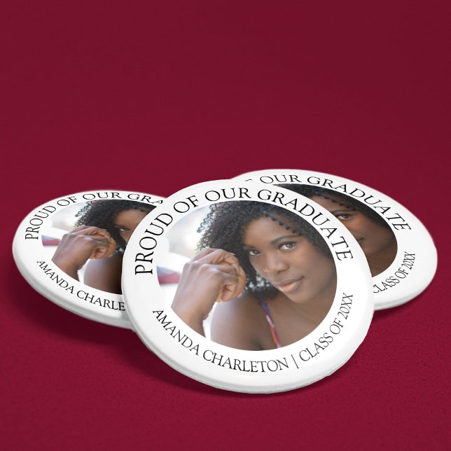 Stylish Proud Of Our Graduate | Photo  6 Cm Round Badge (Creator Uploaded)