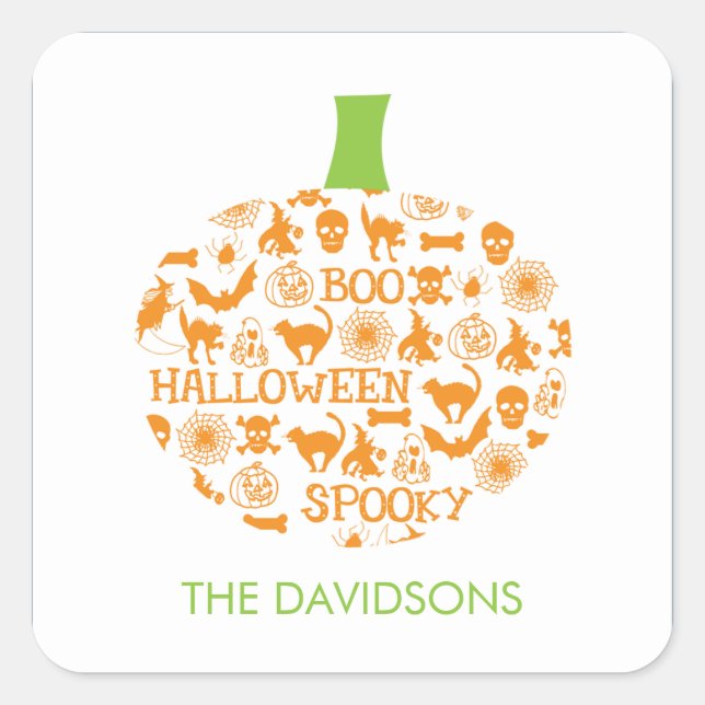 Stylish Pumpkin Halloween Gift Tag Stickers (Front)