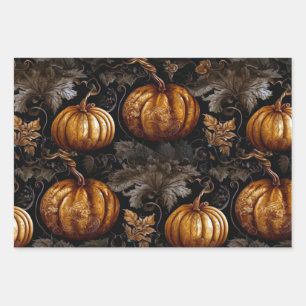 Stylish Pumpkins Wrapping Paper Sheet
