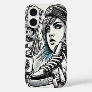 Stylish Punk Girl iPhone 16 Case