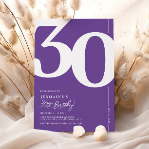 Stylish Purple 30th Birthday Invitation