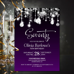 Stylish Purple 70th Birthday Party Invitation