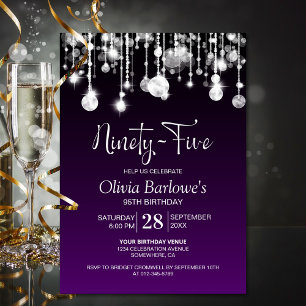 Stylish Purple 95th Birthday Party Invitation
