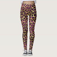 Stylish Purple and Gold Foil Leopard Spots Pattern