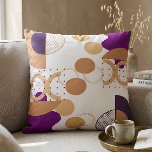 Stylish purple and gold modern abstract pattern cushion