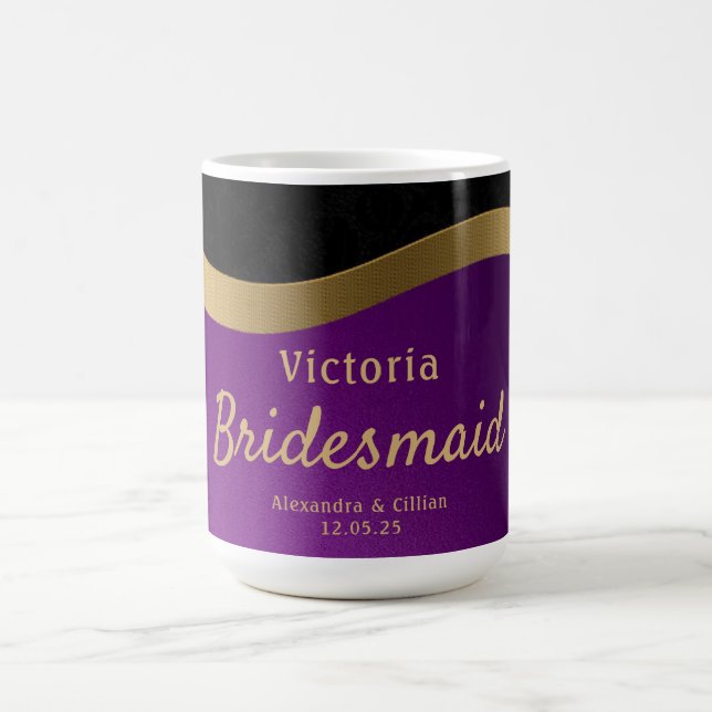 Stylish Purple and Gold Monogrammed Coffee Mug (Center)