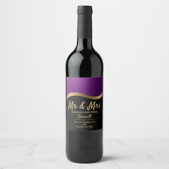 Stylish Purple and Gold Wine Label (Front)