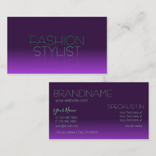 Stylish Purple and Green Mirror Letters Modern Business Card